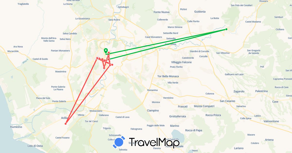 TravelMap itinerary: driving, bus, hiking in Italy, Vatican City (Europe)